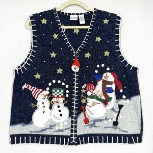 Festive Snowman V-Neck Sweater Vest